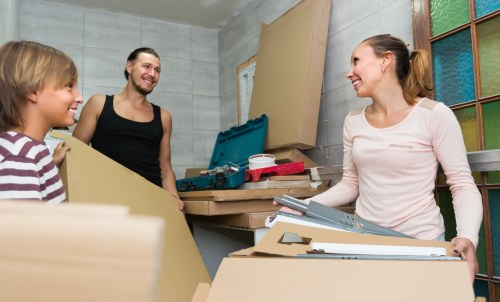 Man with van moving boxes and furniture
