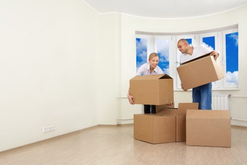 Removal team planning a move in Finsbury on a busy London street