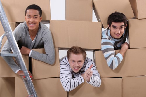Office removals planning in Finsbury with business furniture and boxes