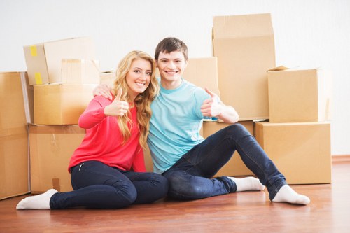 Packed boxes ready for a local house move in Finsbury