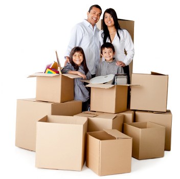 Local packing team preparing boxes in a Finsbury flat with limited access